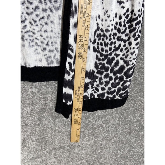 Roz & Ali Animal Print Open Front Cardigan Sweater Womens Size 2X Black White - Picture 6 of 6